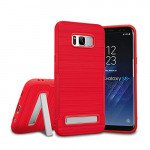 Wholesale Galaxy S8 Plus Brushed TPU Hybrid Kickstand Case (Red)